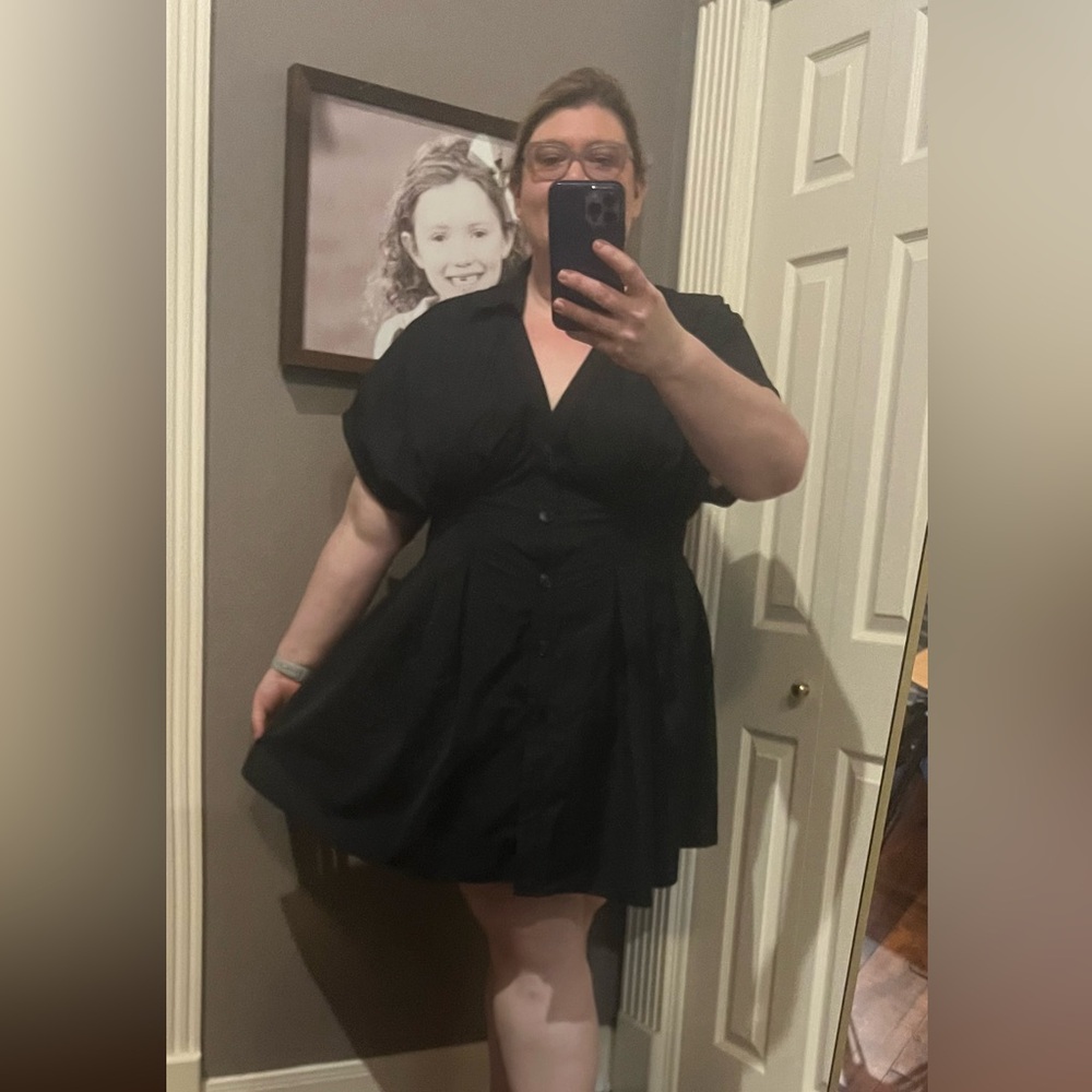 NWT Cider black shirt dress corset-style